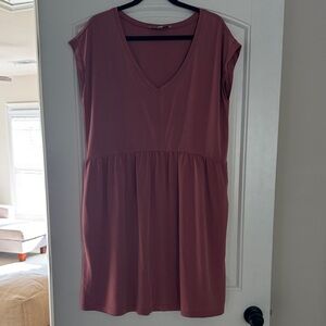 LOFT Dusty Rose V-Neck Mini Dress